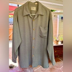 Michael Brandon Vintage Diamond Pattern Lg Shirt Color Tan and Black Made in USA